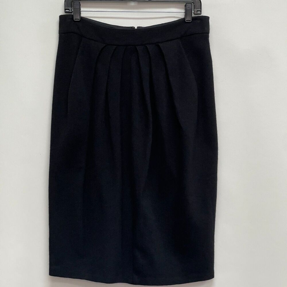 ADEC2 Women's Pleated Straight‎ Pencil Skirt Size 10 44 Black 100% Wool